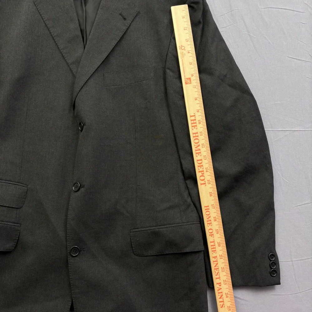 Linus Hamburg Berlin Mens Charcoal Gray 3-Button Blazer Jacket Ticket Pocket